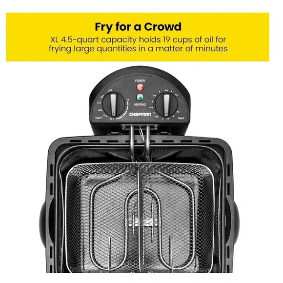 Chefman 4.5L Dual-Cook Pro Deep Fryer - Picture 3 of 11